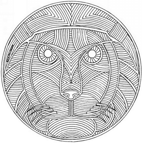 Celtic Mandala With Lion Face Coloring Page